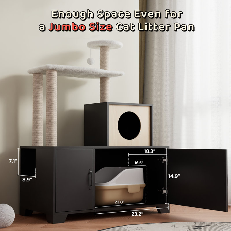 Tucker Murphy Pet™ Litter Box Enclosure With Cat Tree, Cat Litter Box